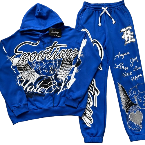 Mixed Emotion Graffiti Blue Tracksuit